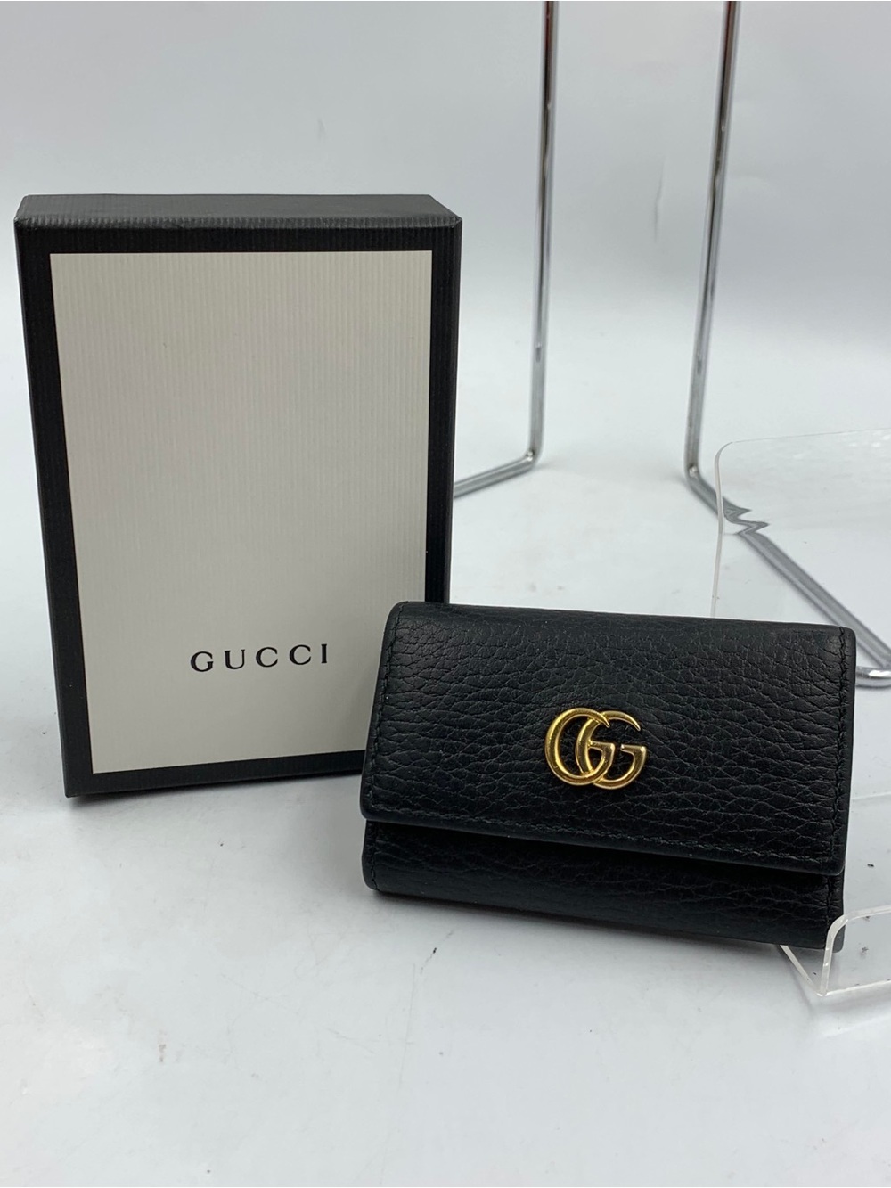 Gucci Black GG Marmont Leather key holder Case